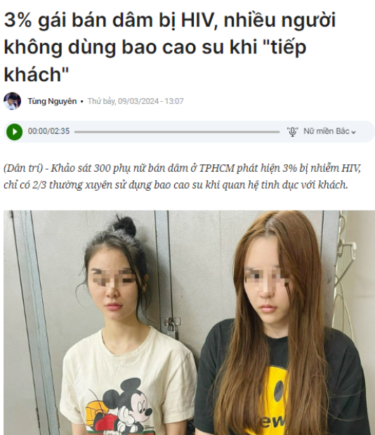 惊讶!越南3%的涉黄女感染了艾滋病毒,只有部分涉黄女表示在与顾客进行交易时会有安全措施