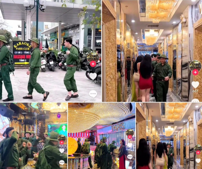 一群打扮成士兵的年轻人在越南的一家KTV里疯狂跳舞,引发了网友的热烈讨论