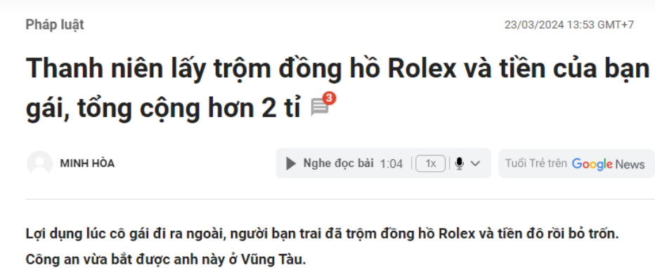 渣男！越南一男子偷女朋友奢侈品，价值超20亿越南盾！