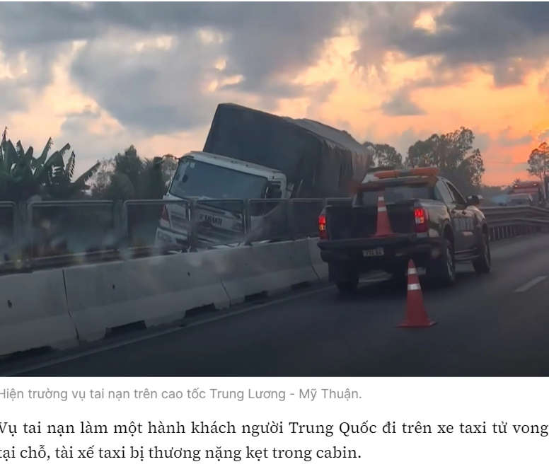 越南高速公路发生一起连环交通事故,导致出租车内一名中国乘客当场死亡!