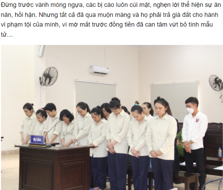 残忍!越南8名女子贩卖自己的亲生孩子被控上法庭!