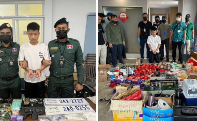 一中国男子在西港被捕,并缴获了58公斤毒品、8支枪、一枚手榴弹和数百发子弹